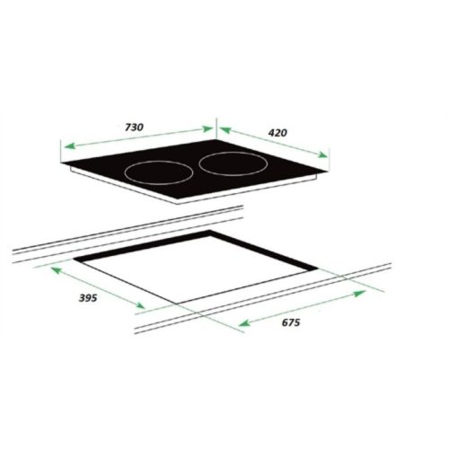 Kích thước bếp từ đôi Giovani G-1022 TTS