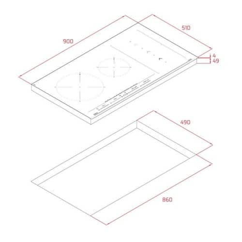 Kích thước của Bếp từ Teka IZS 96700 MST BK